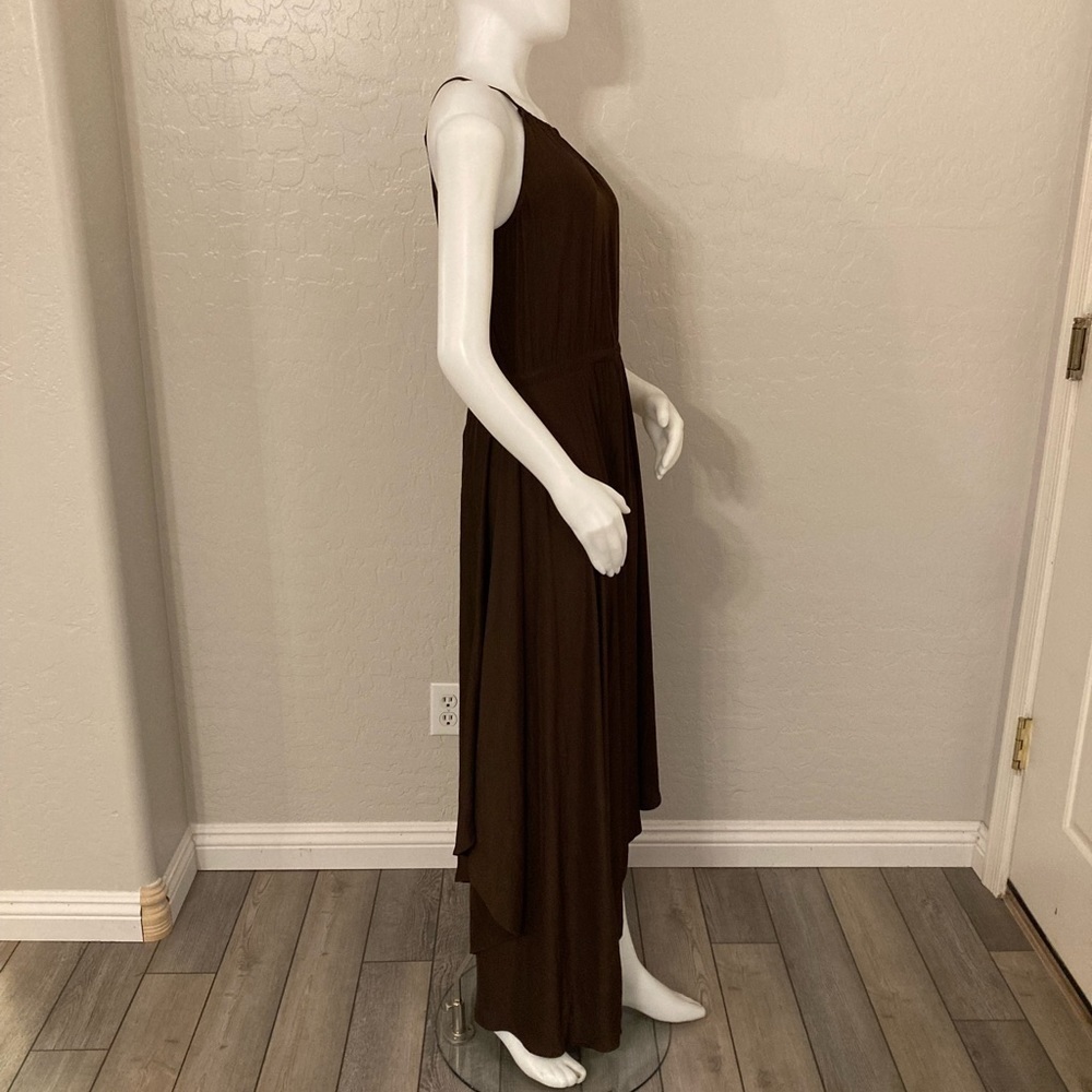 Calypso St. Barth Dress Sarah Brown Matte Satin Sleeveless Maxi Halter Small - Picture 8 of 13